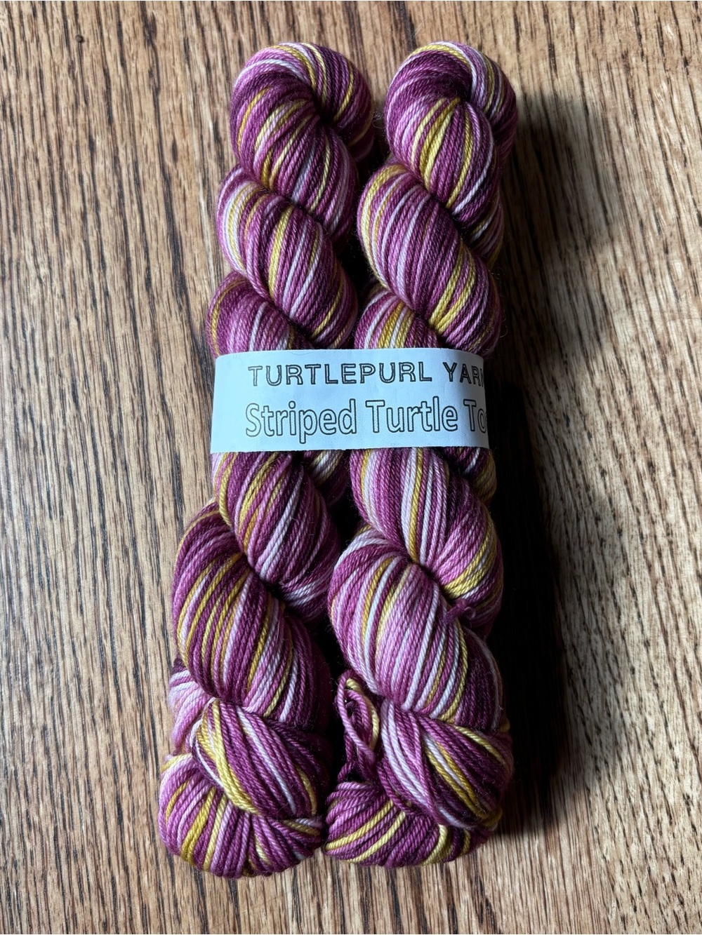 Turtlepurl Yarn Self Striping Skeins City Girl Pink Gold Merino Wool Nylon 100g